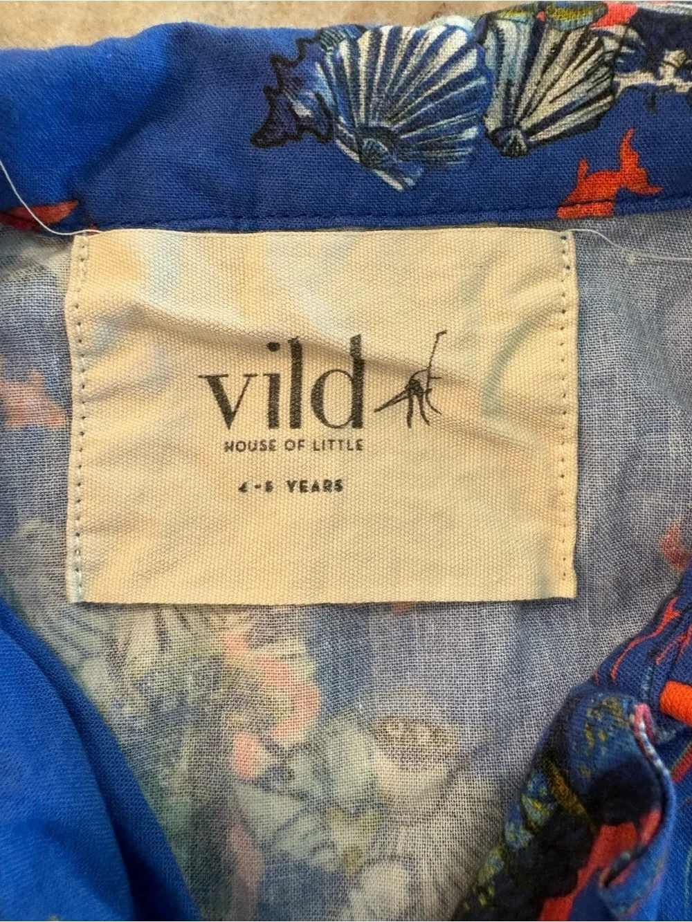 House of Little Vild Organic Cotton Pajama Set Long Sleeve Pants Set Blue Sea